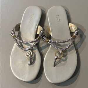 Talbots Women's Metallic Silver Gold Sandals